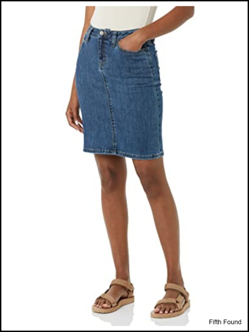 High Rise Denim Skirt Classic 5-Pocket Cotton Blend Stretch Casual